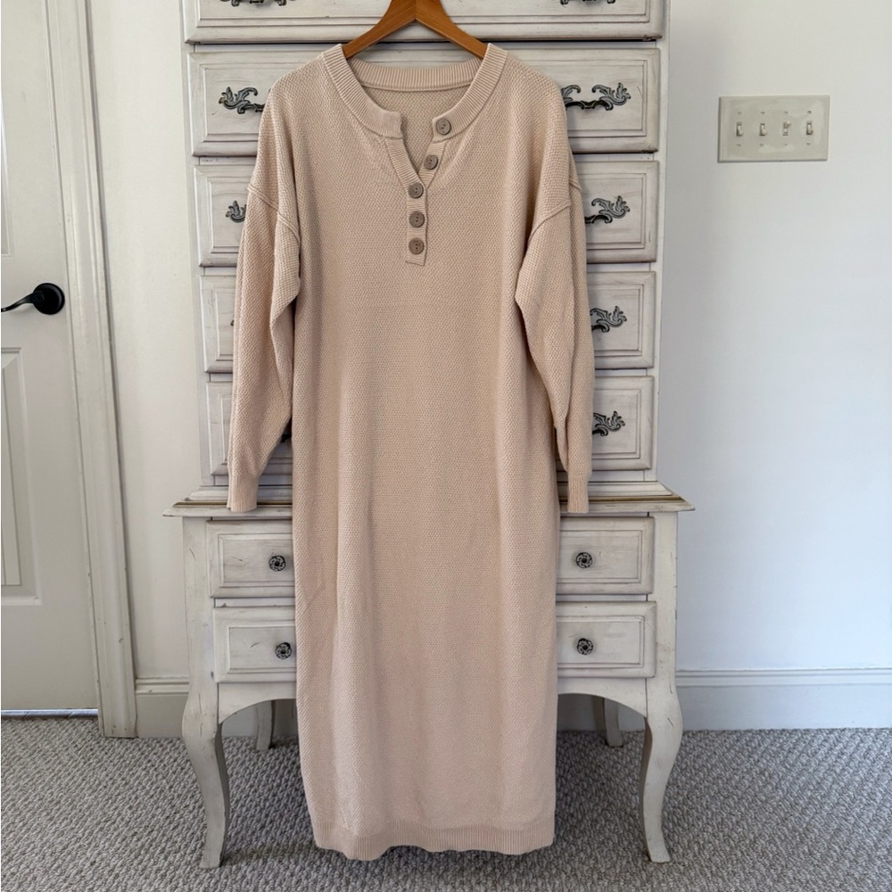 Oatmeal Sweater Midi Dress - Picture 2 of 5